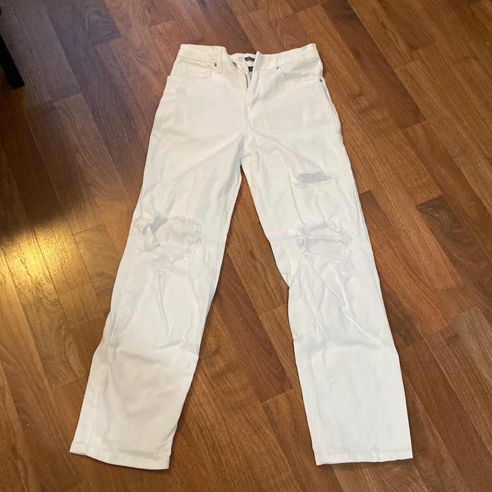 White high rise dad jeans